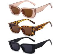 Unning 3 Stück Rechteckige Sonnenbrille Damen Retro Quadratisch Cateye Sonnenbrillen Vintage Trendy Brille Set für Damen Frauen