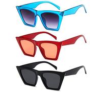Unning Vintage Cateye Sonnenbrille Damen,Retro Quadratisch Katzenaugen Sonnenbrillen Trendy Mode Brille Set für Damen Frauen