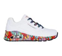 Sneaker SKECHERS "UNO", Gr. 38, bunt (weiß, bunt), Lederimitat, kontrastfarbene Details, Schuhe Sneaker, Plateausneaker, Schnürschuh mit Keilabsatz, Topseller (60635904-38)