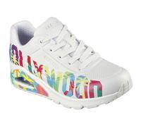 Keilsneaker SKECHERS "UNO-ONE FOR STARS" Gr. 39, weiß (weiß, kombiniert) Damen Schuhe Sneaker mit HOLLYWOOD-Schriftzug, Freizeitschuh, Halbschuh, Schnürschuh (25605262-39)