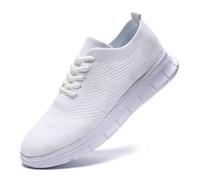 UNQWQZ Herren Sneaker Hallenschuhe Turnschuhe Freizeit Anzugschuhe Loafer Mokassins Leichtgewichts Atmungsaktiv Business Schuhe Bootsschuhe Oxfords Anzugschuhe Hochzeitsschuhe Weiß 46