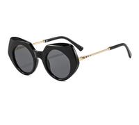 Unregelmäßige geometrische Sonnenbrille für Damen, klobiger, dicker Rahmen, modische Sonnenbrille mit Metallbügeln, UV400-Schutz, auffällige Oversize-Brille für Outdoor-Aktivitäten, Reisen, Shopp