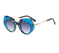 Unregelmäßige geometrische Sonnenbrille für Damen, klobiger, dicker Rahmen, modische Sonnenbrille mit Metallbügeln, UV400-Schutz, auffällige Oversize-Brille für Outdoor-Aktivitäten, Reisen, Shopp