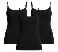 UnsichtBra 3er Pack Damen Shape Unterhemden | Spaghettiträger Basic Top Unterhemd | Mikrofaser Spaghetti Tops ohne Bügel | Weiss Schwarz Beige (3 x Schw, L-XL)