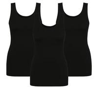 UnsichtBra 3er Pack Shape Damen Unterhemden Longshirt | Basic Wohlfühl Mikrofaser Damen Top ohne Bügel | Bauchweg Tops Unterhemd Frauen Weiss Schwarz Beige (3 x Schwarz, S-M)