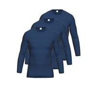 Unterhemd AMMANN "3er Pack Shirt 1/1 Arm Day Classic / Jeans Feinripp", Herren, Gr. 8, N-Gr, blau (dunkelblau), Obermaterial: 75% Baumwolle CO. 25% Polyester PES., Unterhemden Unterhemd (15869833-8) d