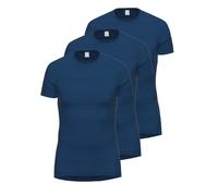 Unterhemd AMMANN "3er Pack Shirt 1/2 Arm Day Classic / Jeans Feinripp", Herren, Gr. 6, N-Gr, blau (dunkelblau), Obermaterial: 75% Baumwolle CO. 25% Polyester PES., Unterhemden Unterhemd (95404532-6) d