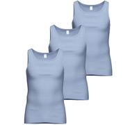 Unterhemd AMMANN "3er Pack Unterhemd Day Classic / Jeans Feinripp", Herren, Gr. 8, N-Gr, blau (hellblau), Obermaterial: 75% Baumwolle CO. 25% Polyester PES., Unterhemden Unterhemd (41691460-8) hellbla
