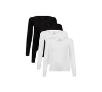 Unterhemd BAMBOO BASICS "Longsleeve LARA 4er Pack", Damen, Gr. S, N-Gr, schwarz (schwarz, weiß), Obermaterial: 68% Viskose CV. 28% Baumwolle CO. 4% Elasthan EL., Unterhemden Unterhemd (64005138-S) sch