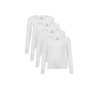 Bamboo basics Damen T-Shirt, 4er Pack - LARA Longsleeve, Unterhemd, Rundhals, uni Weiß S