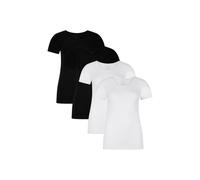 Unterhemd BAMBOO BASICS "T-Shirt KATE 4er Pack", Damen, Gr. L, N-Gr, schwarz (schwarz, weiß), Obermaterial: 68% Viskose CV. 28% Baumwolle CO. 4% Elasthan EL., Unterhemden Unterhemd (43822713-L) schwar