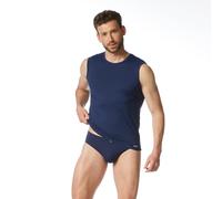 Bruno Banani Herren Tanktop Check Line 2.0 Rundhals Polyamid Karo mit Logo Dunkelblau XL