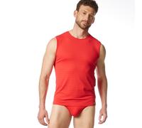 Bruno Banani Herren Tanktop - Check Line 2.0, Rundhals, Polyamid, Karo, Logo, einfarbig Rot 2XL