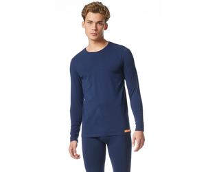 Unterhemd BRUNO BANANI "Warm Up", Herren, Gr. M, N-Gr, blau (marine), Obermaterial: 93% Baumwolle, 7% Elasthan, unifarben, eng, Rundhals, Unterhemden Unterhemd, mit kontrastfarbenen Markenlabel (93241