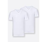 Unterhemd BUGATTI, Herren, Gr. 7, 2 Stk., Normalgrößen, weiß (2 stück weiß), 100% Baumwolle, V-Ausschnitt, Unterhemden Unterhemd (99928814-7) 2 stück weiß