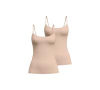 Unterhemd CALIDA "Unterhemd Sleek Skin Spaghetti Top 2P 2er Pack", Damen, Gr. 36-38, N-Gr, beige (nude), Obermaterial: 73% Polyamid PA. 27% Elasthan EL., Unterhemden Unterhemd (36524239-36) nude