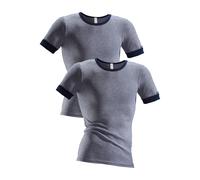 Unterhemd CLIPPER EXCLUSIVE, Herren, Gr. 6, 2 Stk., N-Gr, blau (marine), Obermaterial: 100% Baumwolle, meliert, körpernah, Rundhals, Unterhemden Unterhemd, modische Optik: Jeans meliert, tolle Baumwol