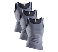 Unterhemd CLIPPER EXCLUSIVE "Tanktop für Herren", Herren, Gr. 8, 3 Stk., N-Gr, blau (marine), Feinripp, Obermaterial: 100% Baumwolle, meliert, körpernah, tiefer Rundhals, Unterhemden Unterhemd, modisc