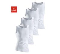 Unterhemd CLIPPER, Herren, Gr. 6, 4 Stk., N-Gr, weiß, Doppelripp, Obermaterial: 100% Baumwolle, unifarben, körpernah, tiefer Rundhals, Unterhemden Unterhemd, aus Doppelripp, Tanktop, Unterziehshirt (2