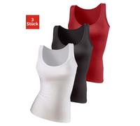 Unterhemd, Damen, Gr. 36/38, N-Gr, rot (rot, schwarz, weiß), Single Jersey, Obermaterial: 95% Polyamid, 5% Elasthan (LYCRA), VIVANCE ACTIVE BY LASCANA, unifarben, körpernah, tiefer Rundhals, Unterhemd