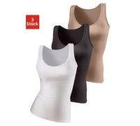 Unterhemd, Damen, Gr. 48/50, N-Gr, beige (beige, schwarz, weiß), Single Jersey, Obermaterial: 95% Polyamid, 5% Elasthan (LYCRA), VIVANCE ACTIVE BY LASCANA, unifarben, körpernah, tiefer Rundhals, Unter