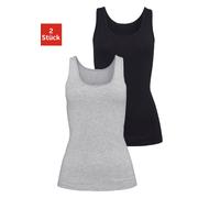 Unterhemd H.I.S, Damen, Gr. 32/34, N-Gr, grau (grau, meliert, schwarz), Single Jersey, Obermaterial: 95% Baumwolle, 5% Elasthan, unifarben, Unterhemden Unterhemd, aus elastischer Baumwoll-Qualität, Ta