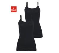 Unterhemd H.I.S, Damen, Gr. 52/54, N-Gr, schwarz, Single Jersey, Obermaterial: 95% Baumwolle, 5% Elasthan, unifarben, körpernah, Rundhals, Unterhemden Unterhemd, aus elastischer Baumwoll-Qualität, Spa