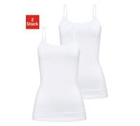 Unterhemd H.I.S, Damen, Gr. 52/54, N-Gr, weiß, Single Jersey, Obermaterial: 95% Baumwolle, 5% Elasthan, unifarben, körpernah, Rundhals, Unterhemden Unterhemd, aus elastischer Baumwoll-Qualität, Spaghe