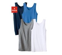 Unterhemd H.I.S, Jungen, Gr. 128, 4 Stk., N-Gr, blau (marine, hellblau, meliert, weiß, grau, meliert), Feinripp, Obermaterial: 100% Baumwolle. Melange in der Packung: 67% Baumwolle, 33% Polyester, uni