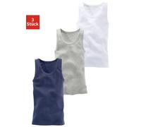 Unterhemd H.I.S, Jungen, Gr. 134/140, 3 Stk., N-Gr, blau (weiß, marine), Feinripp, Obermaterial: 100% Baumwolle. Melange in der Packung: 90% Baumwolle, 10% Viskose, meliert, unifarben, körpernah, tief