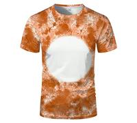 Unterhemd Herren Basic Top Hawaii Hemden MäNner Bunte Drucken Rundhalsausschnitt Kurzarm T-Shirts Sommer LäSsige Loose Basic Oberteil Outdoor Arbeitstshirts Herren (Orange, M)