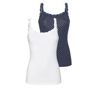 Unterhemd LASCANA Gr. 32/34, N-Gr, blau (marine, gepunktet, weiß, uni) Damen Unterhemden (870996-32) marine, gepunktet, weiß, uni