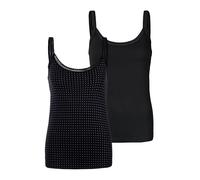 Unterhemd LASCANA, Damen, Gr. 32/34, N-Gr, schwarz, Single Jersey, Obermaterial: 95% Baumwolle, 5% Elasthan. Spitze: 90% Polyamid, 10% Elasthan, gemustert, unifarben, körpernah, tiefer Rundhals, Unter