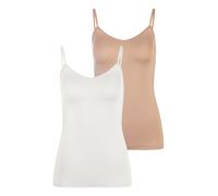 Unterhemd LASCANA, Damen, Gr. 36/38, 2 Stk., N-Gr, beige (sand, creme), Obermaterial: 94% Modal (TENCEL™), 6% Elasthan, unifarben, V-Ausschnitt, Unterhemden Unterhemd, Spaghettiträger-Top, Unterziehsh