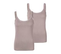 Unterhemd LASCANA, Damen, Gr. 36/38, N-Gr, grau (taupe), Single Jersey, Obermaterial: 95% Baumwolle, 5% Elasthan. Spitze: 90% Polyamid, 10% Elasthan, unifarben, gemustert, basic,casual, körpernah, tie