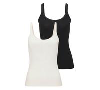 Unterhemd LASCANA, Damen, Gr. 36/38, N-Gr, schwarz, creme, Jersey, Obermaterial: 92% Baumwolle, 8% Elasthan, unifarben, tiefer Rundhals, Unterhemden Unterhemd, schön gerundeter Ausschnitt, verstellbar