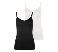 Unterhemd LASCANA, Damen, Gr. 44/46, 2 Stk., N-Gr, beige (creme, schwarz), Obermaterial: 94% Modal (TENCEL™), 6% Elasthan, unifarben, V-Ausschnitt, Unterhemden Unterhemd, Spaghettiträger-Top, Unterzie