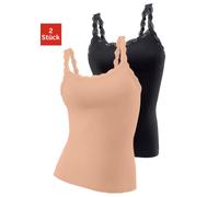 Unterhemd LASCANA Gr. 44/46, N-Gr, schwarz (beige, schwarz) Damen Unterhemden (71465421-44) beige, schwarz