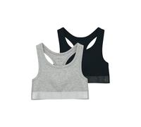 Unterhemd NAME IT "NKFSHORT TOP 2P NOOS", Mädchen, Gr. 134/140, 2 Stk., N-Gr, schwarz (schwarz pack:w, grau melange), Jersey, Obermaterial: 95% Baumwolle, 5% Elasthan, meliert, eng, Rundhals, Unterhem