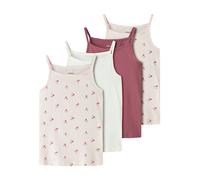 Name it - Kid's NKFStrap Top AOP 4-Pack - Top, Gr. 104, weiß (MauveMornCherryAOP/RoseWine/CloudDancer)