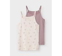 Unterhemd NAME IT "NKFSTRAP TOP 2P BARELY PINK BOW NOOS", Kinder, Gr. 158 (164), N-Gr, pink (barely pink), Jersey, Obermaterial: 95% Baumwolle, 5% Elasthan, bedruckt, casual, normal, Rundhals, ärmello