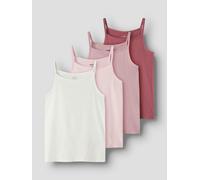 Unterhemd NAME IT "NKFSTRAP TOP 4P BLACK WHITE SOLID NOOS", Mädchen, Gr. 146/152, 4 Stk., N-Gr, rose wine, Jersey, Obermaterial: 95% Baumwolle, 5% Elasthan, unifarben, normal, Rundhals, Unterhemden Un
