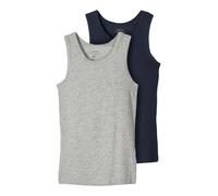 Unterhemd NAME IT "NKMTANK 2P für Jungen mit Rundhals und elastischem Tragekomfort", Jungen, Gr. 104, 2 Stk., N-Gr, grau (grau melange), Jersey, Obermaterial: 95% Baumwolle, 5% Elasthan, meliert, norm