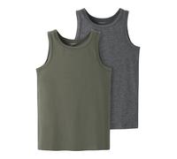 Unterhemd NAME IT "NKMTANK 2P für Jungen mit Rundhals und elastischem Tragekomfort", Jungen, Gr. 116, 2 Stk., N-Gr, grau (tea leaf pack:w, dunkelgrau melange), Jersey, Obermaterial: 95% Baumwolle, 5%