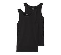Unterhemd NAME IT "NKMTANK für Jungen mit Rundhals und elastischem Tragekomfort", Jungen, Gr. 158 (164), 2 Stk., N-Gr, schwarz, Jersey, Obermaterial: 95% Baumwolle, 5% Elasthan, unifarben, normal, Run
