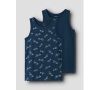 Unterhemd NAME IT "NKMTANK TOP 2P TITAN SKATER NOOS", Jungen, Gr. 134/140, 2 Stk., N-Gr, titan pack:w, titan, Jersey, Obermaterial: 95% Baumwolle, 5% Elasthan, bedruckt, bequem, Rundhals, Unterhemden
