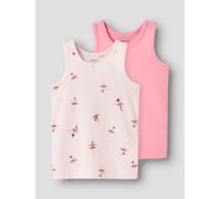 Unterhemd NAME IT "NMFTANK TOP 2P BALLARINA NOOS", Mädchen, Gr. 116, 2 Stk., N-Gr, pearl pack:w, peony, Jersey, Obermaterial: 95% Baumwolle, 5% Elasthan, bedruckt, bequem, Rundhals, Unterhemden Unterh