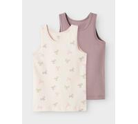 Unterhemd NAME IT "NMFTANK TOP 2P BARELY PINK BOW NOOS", Mädchen, Gr. 104, 2 Stk., N-Gr, pink (barely pink), Jersey, Obermaterial: 95% Baumwolle, 5% Elasthan, unifarben, normal, Rundhals, Unterhemden