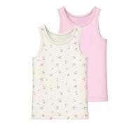 Unterhemd NAME IT "NMFTANK TOP 2P JET STREAM FLOWER NOOS", Mädchen, Gr. 104, 2 Stk., N-Gr, jet stream, Jersey, Obermaterial: 95% Baumwolle, 5% Elasthan, bedruckt, unifarben, Rundhals, Unterhemden Unte