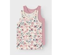 Unterhemd NAME IT "NMFTANK TOP 2P NOSTALGIA FLOWER NOOS", Mädchen, Gr. 104, 2 Stk., N-Gr, rosa (nostalgia rose), Jersey, Obermaterial: 95% Baumwolle, 5% Elasthan, bedruckt, normal, Rundhals, Unterhemd